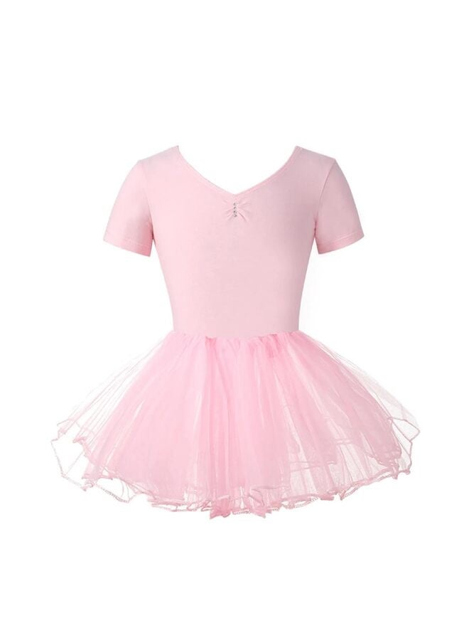 LAMAY Girls Cotton Ballet Dance Dress Cute Tutu Skirted Leotard Short Sleeve-170, 14 EU - Image 1